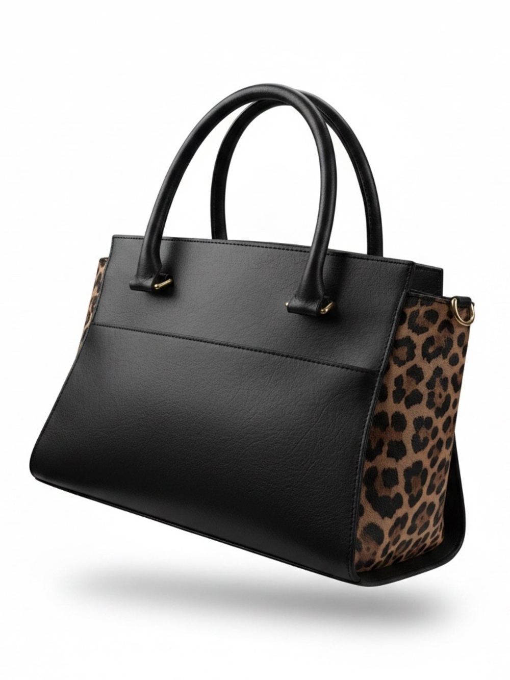 kate spade Black Satchel with Leopard-Print Side Panels - Picture 3 of 7